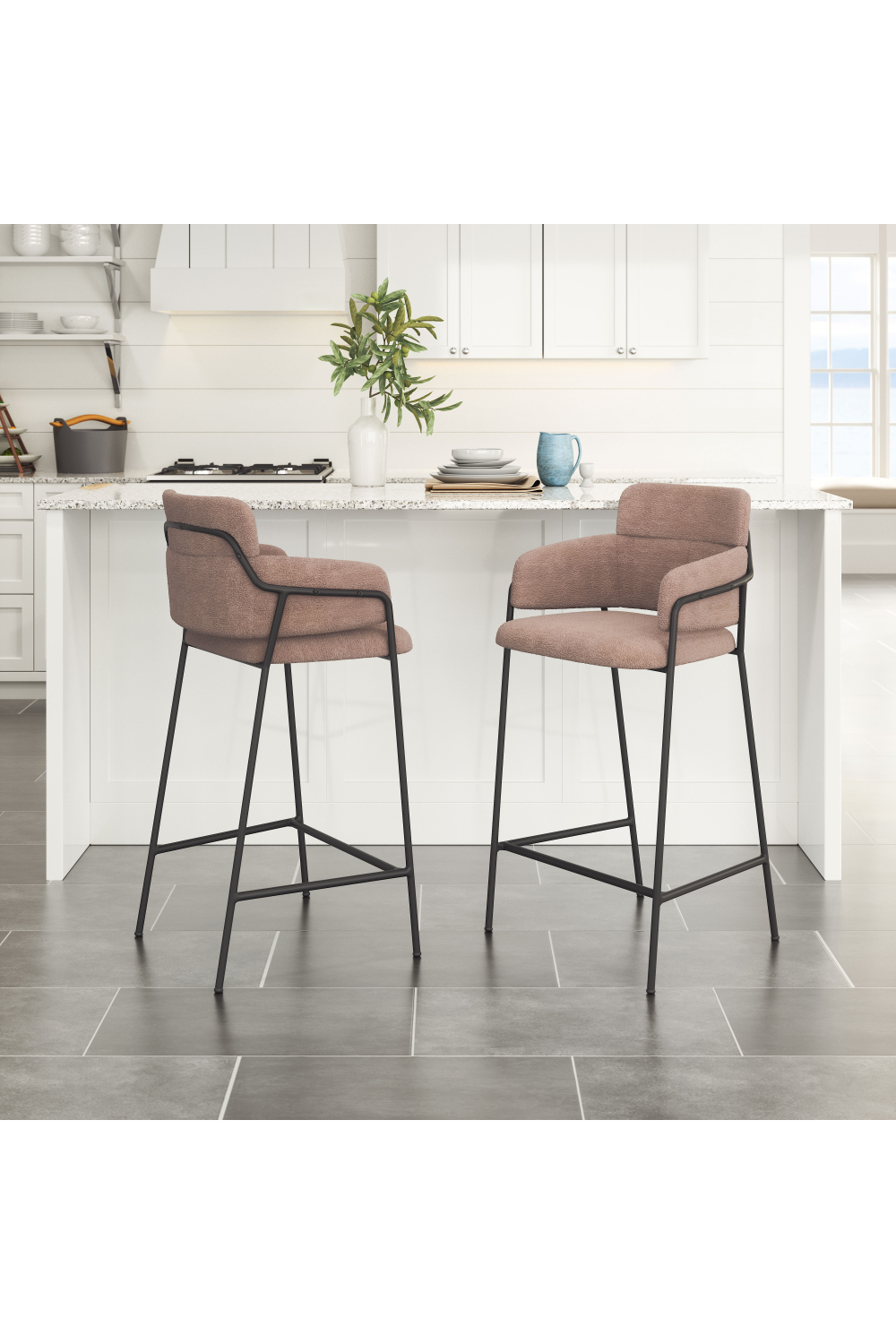 Shearling Style Counter Stools (2) | Oroa.com