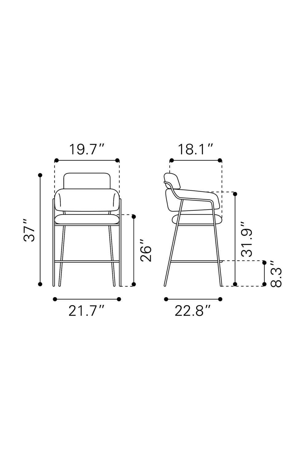 Shearling Style Counter Stools (2) | OROA Modern Marcel | Oroa.com