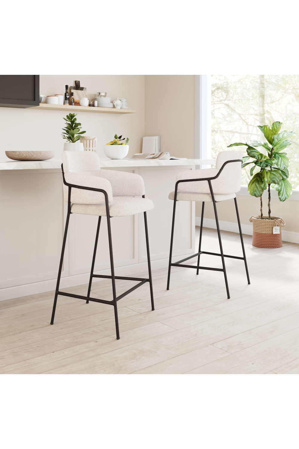 Shearling Style Bar Stools (2) | Oroa.com