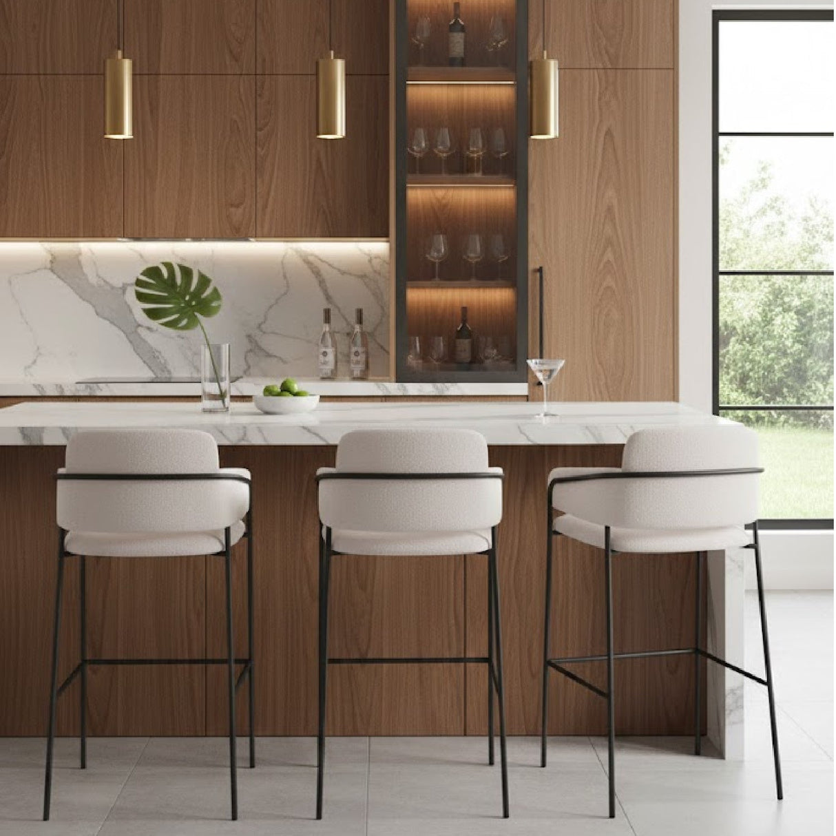 Shearling Style Bar Stools (2) | OROA Modern Marcel | Oroa.com