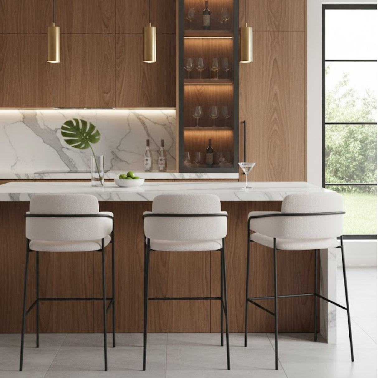 Shearling Style Bar Stools (2) | Oroa.com