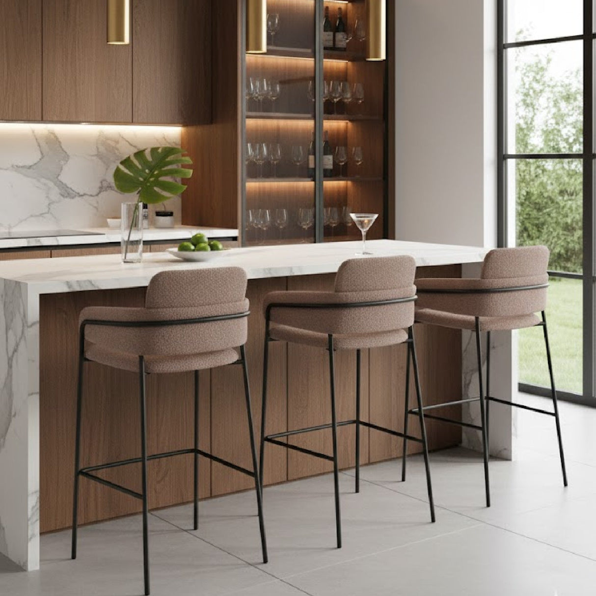 Shearling Style Bar Stools (2) | OROA Modern Marcel | Oroa.com