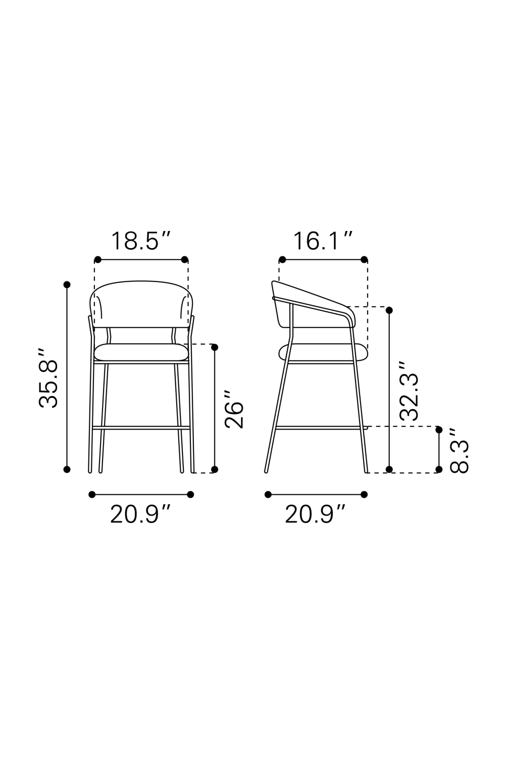 Curved-Back Counter Stools (2) | Oroa.com