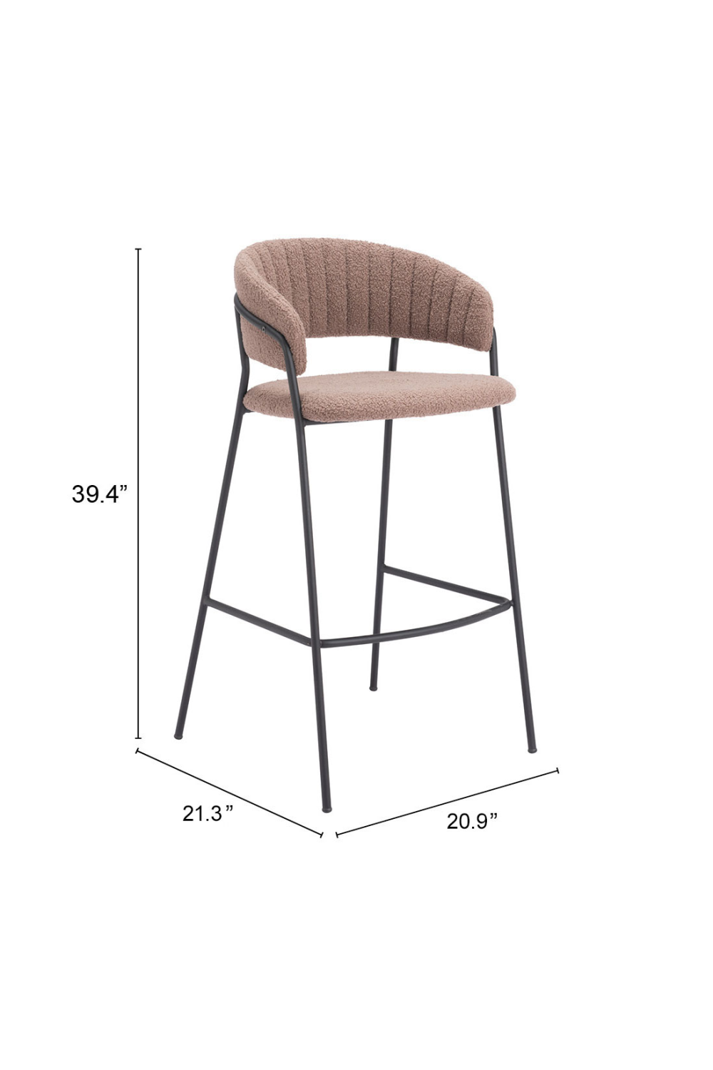 Brown Shearling Bar Stools (2) | OROA Modern Josephine | Oroa.com