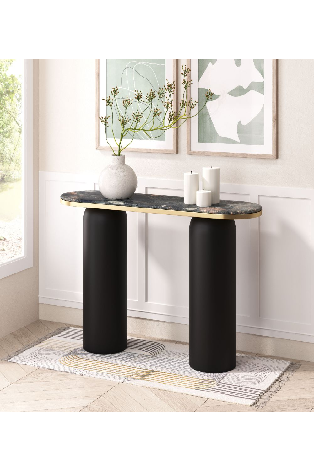 Black Marble Console Table | OROA Modern Luxor