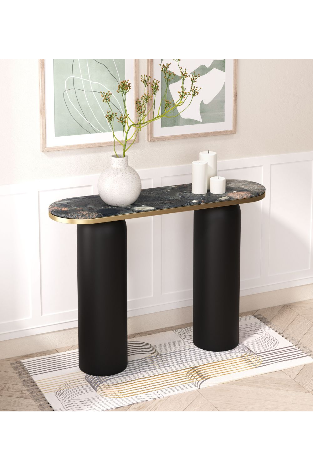 Black Marble Console Table | OROA Modern Luxor