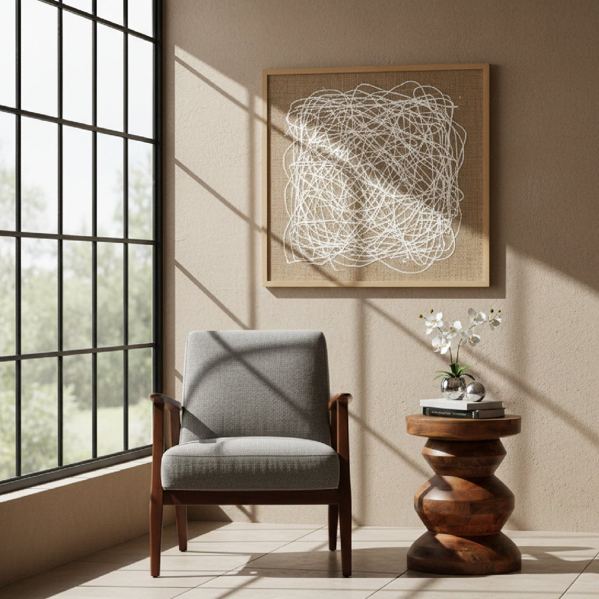 Lacquered Acacia Side Table – Kerala – angled view