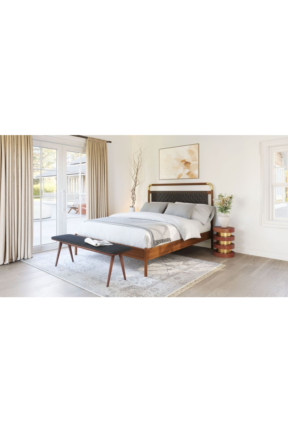 Acacia Wood Walnut Side Table | OROA Modern Marigot | OROA.com