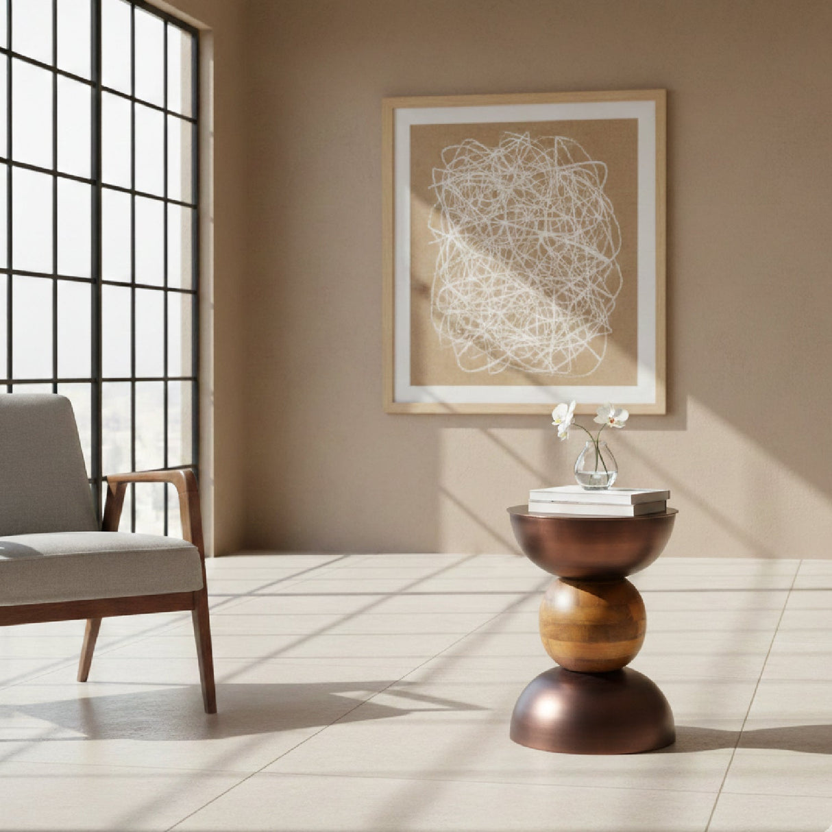 Stacked Bronze Side Table – Tripoli – angled view