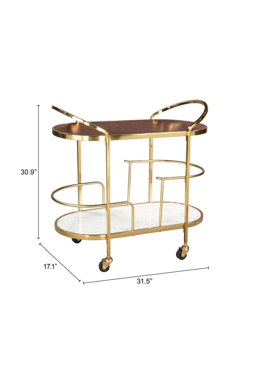 Gold Framed Oval Bar Cart | OROA Modern Antalya | Oroa.com
