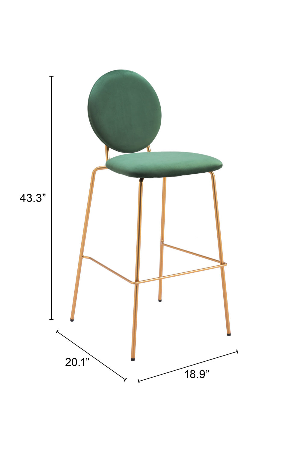 Green Velvet Bar Stools (2) | OROA Modern Odessa | Oroa.com