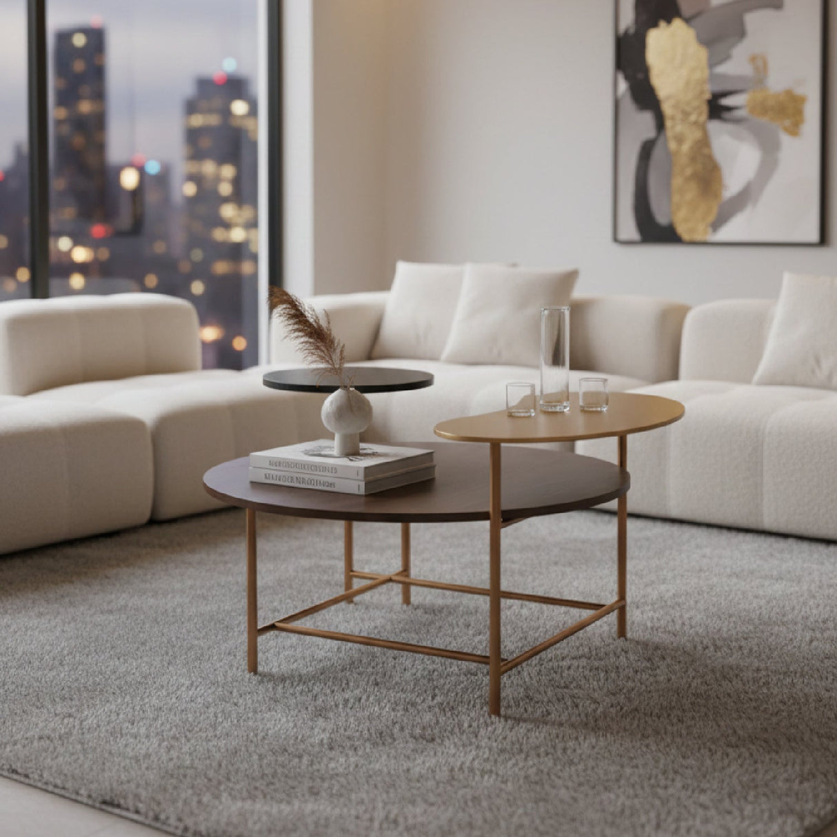 Multicolored Wooden Coffee Table – Viken – angled view