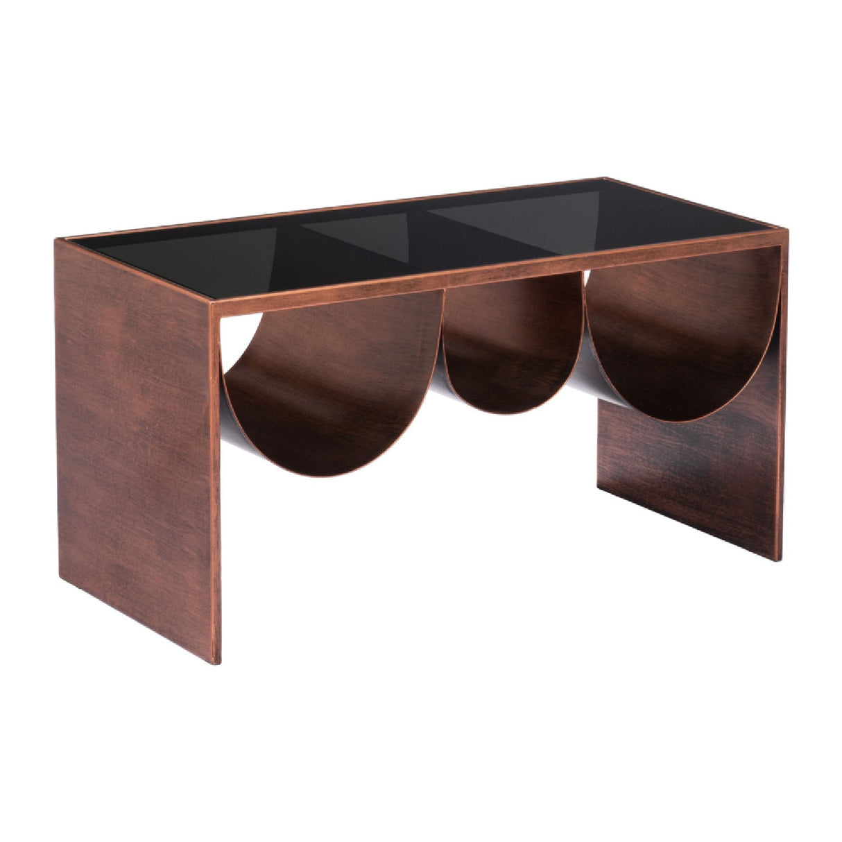 Rectangular Black Glass Coffee Table – Aveiro – side view