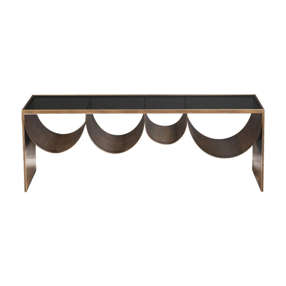 Brass-Framed Glass Coffee Table – Reed – front view