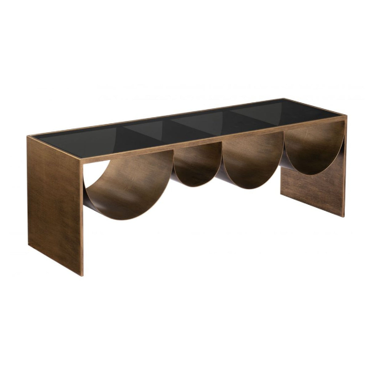Brass-Framed Glass Coffee Table – Reed – rear view