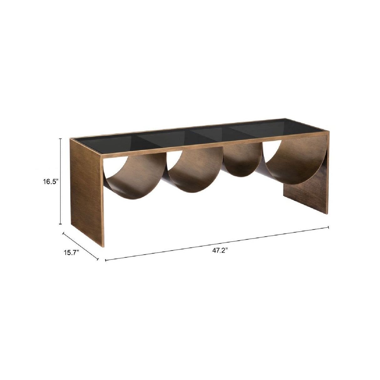 Brass-Framed Glass Coffee Table – Reed – alternate view 7