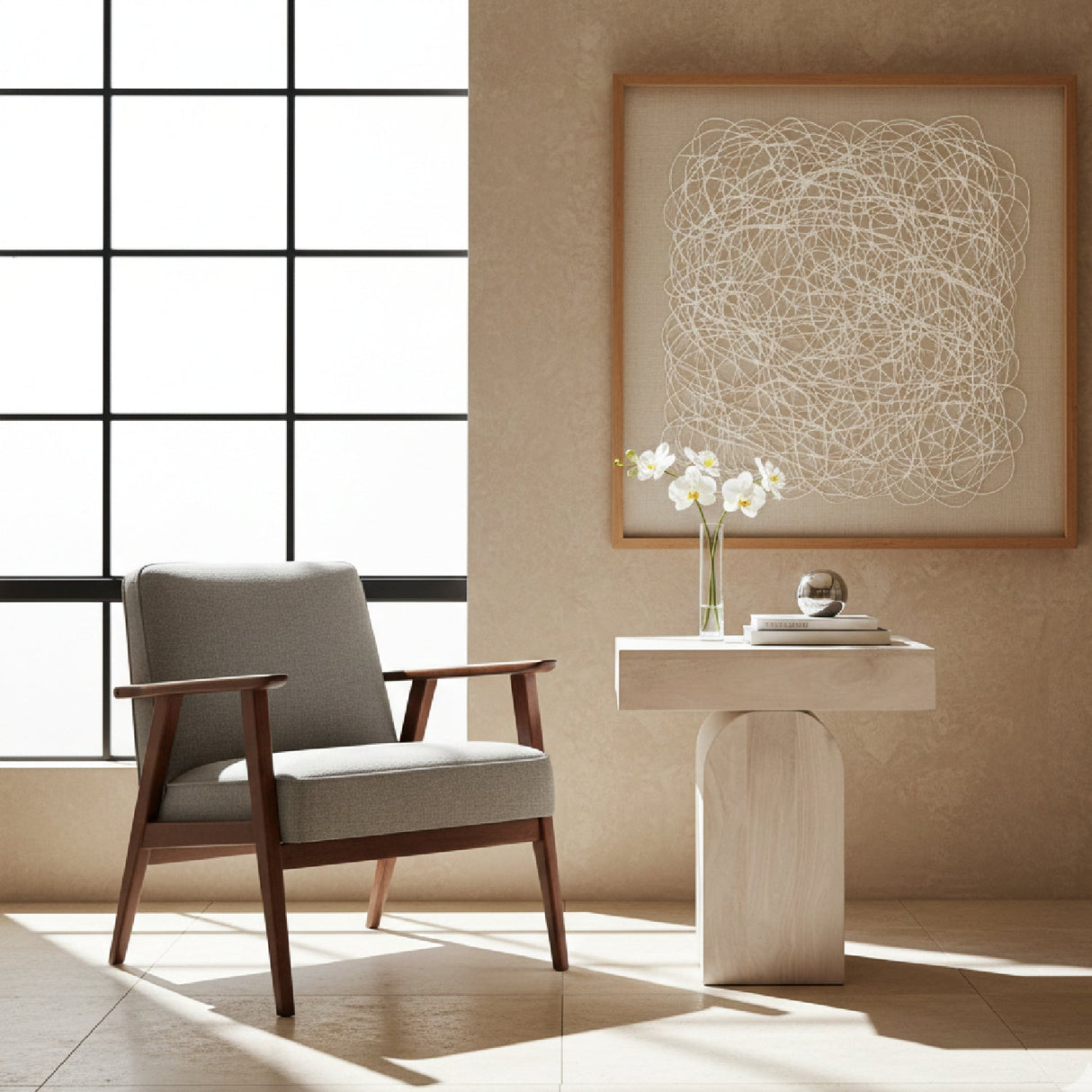 Whitewashed Mango Wood Side Table – Kiel – angled view