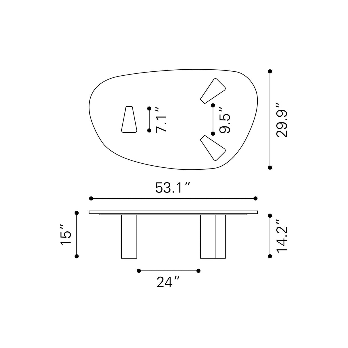 Organic-Shaped Marble Coffee Table – Aberdeen – alternate view 13