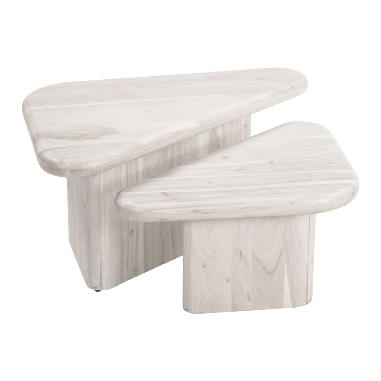 Whitewashed Acacia Coffee Table Set – Navidic – side view