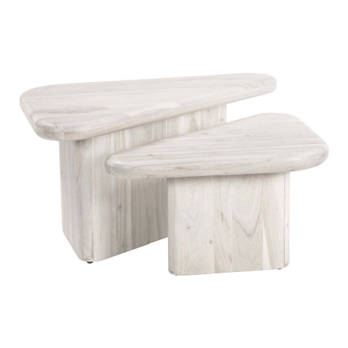 Whitewashed Acacia Coffee Table Set – Navidic – rear view
