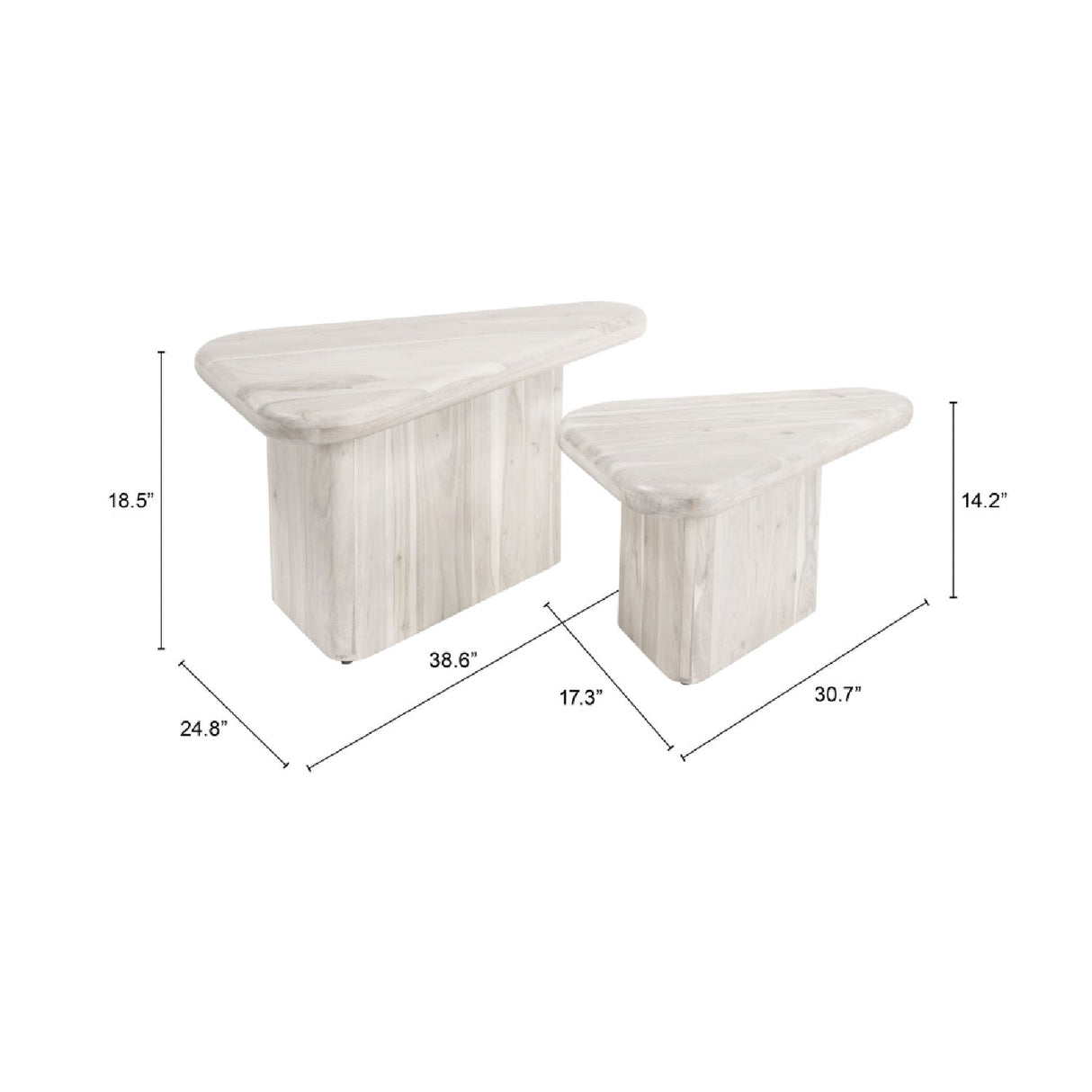 Whitewashed Acacia Coffee Table Set – Navidic – alternate view 10