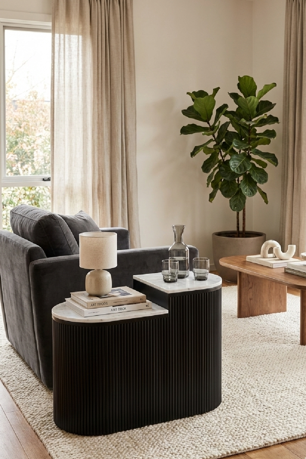 White Marble Side Table Set | Oroa.com