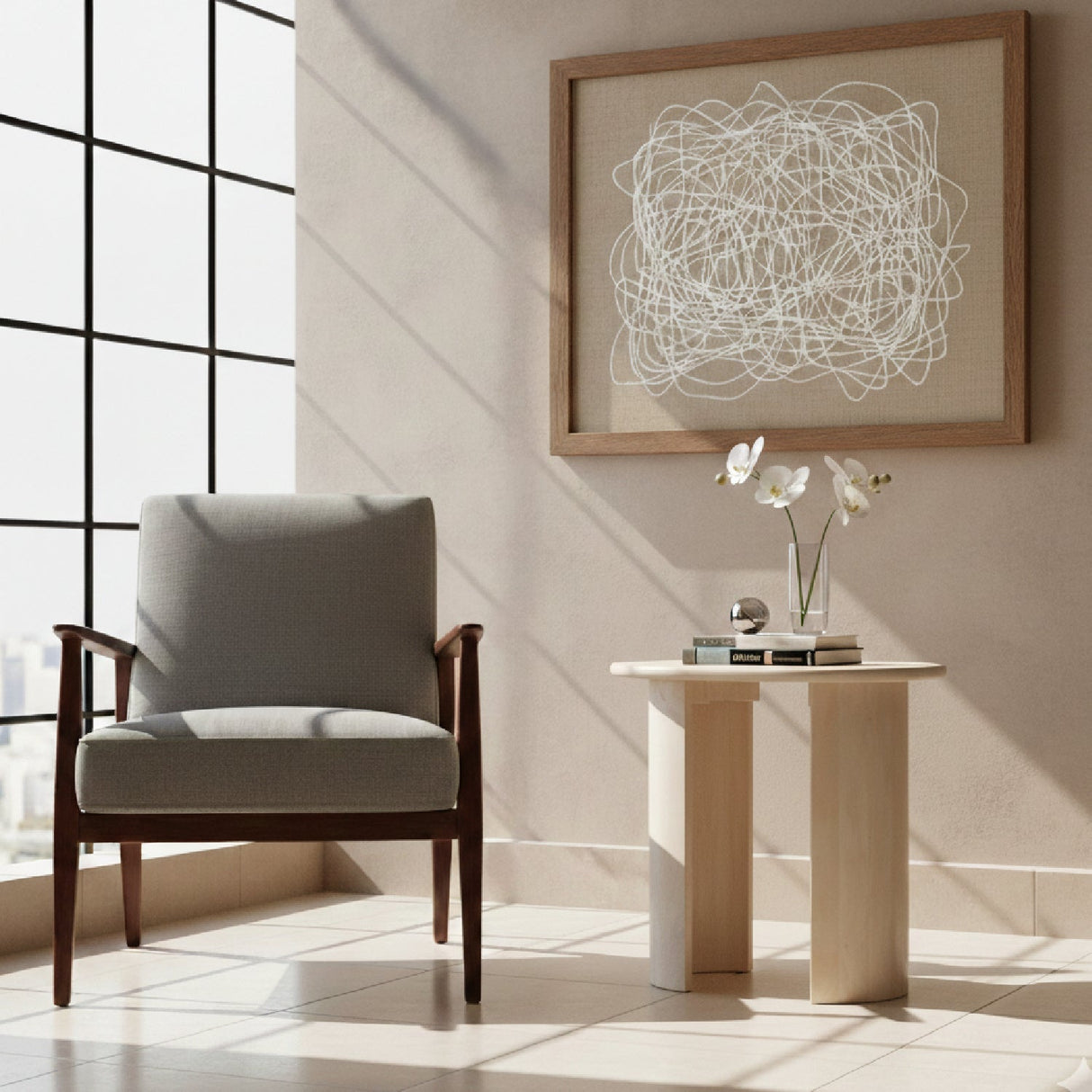 Bleached Mango Wood Side Table – Risan – angled view