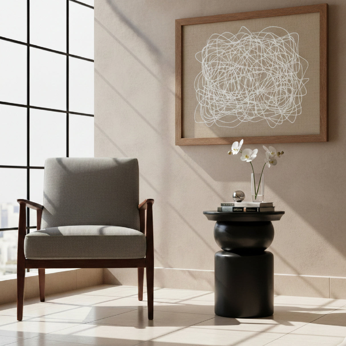 Black Wooden Modern Side Table – Colombo – angled view