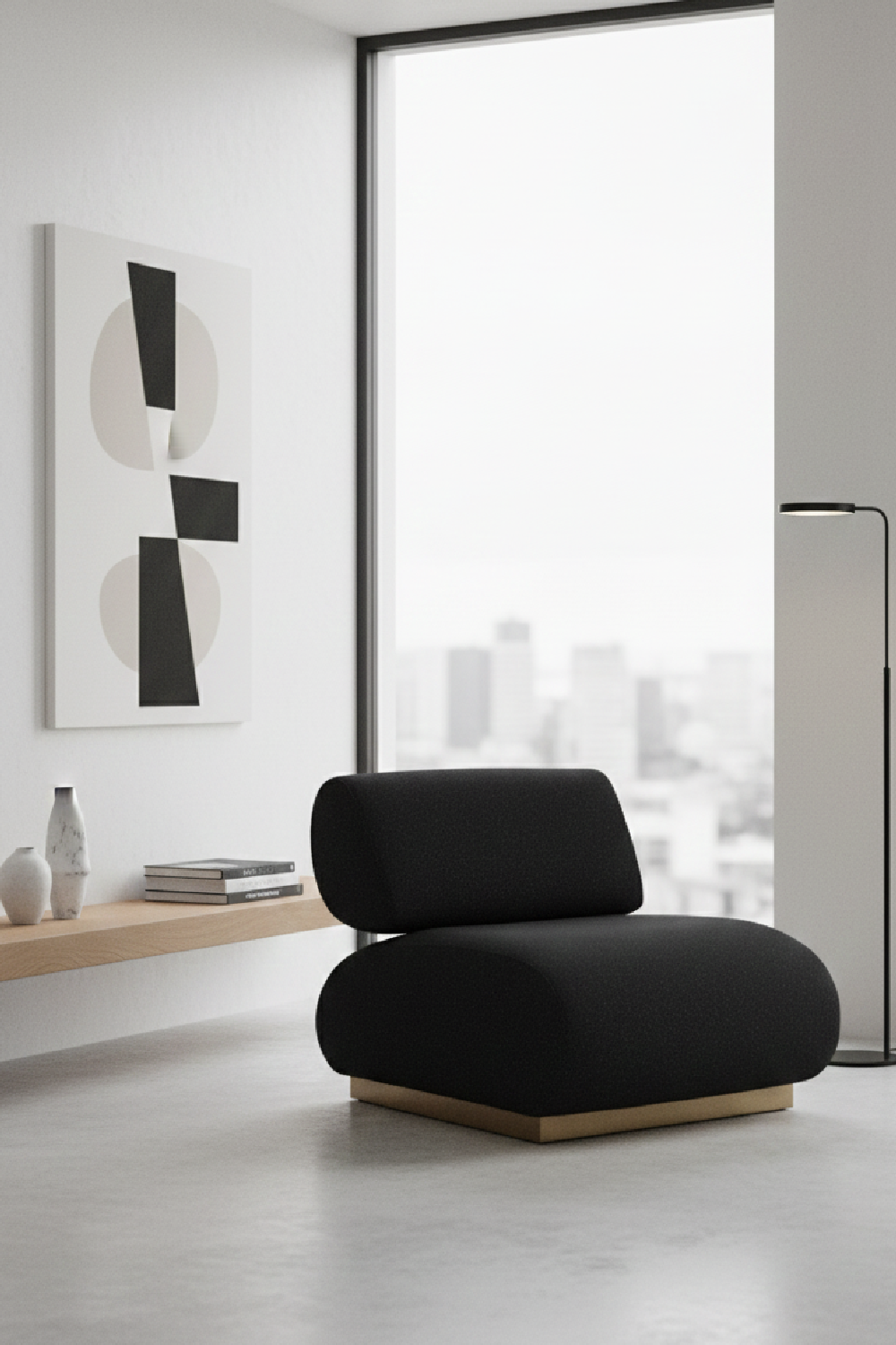 Black Textured Fabric Accent Chair – Barsa – angled view