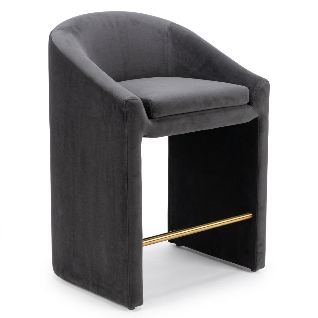 Dark Gray Velvet Counter Stool | OROA Modern Emas | Oroa.com