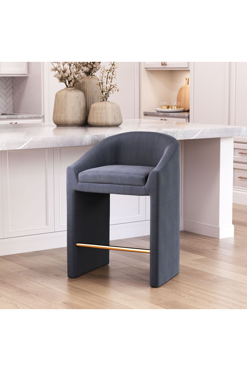 Dark Gray Velvet Counter Stool | Oroa.com