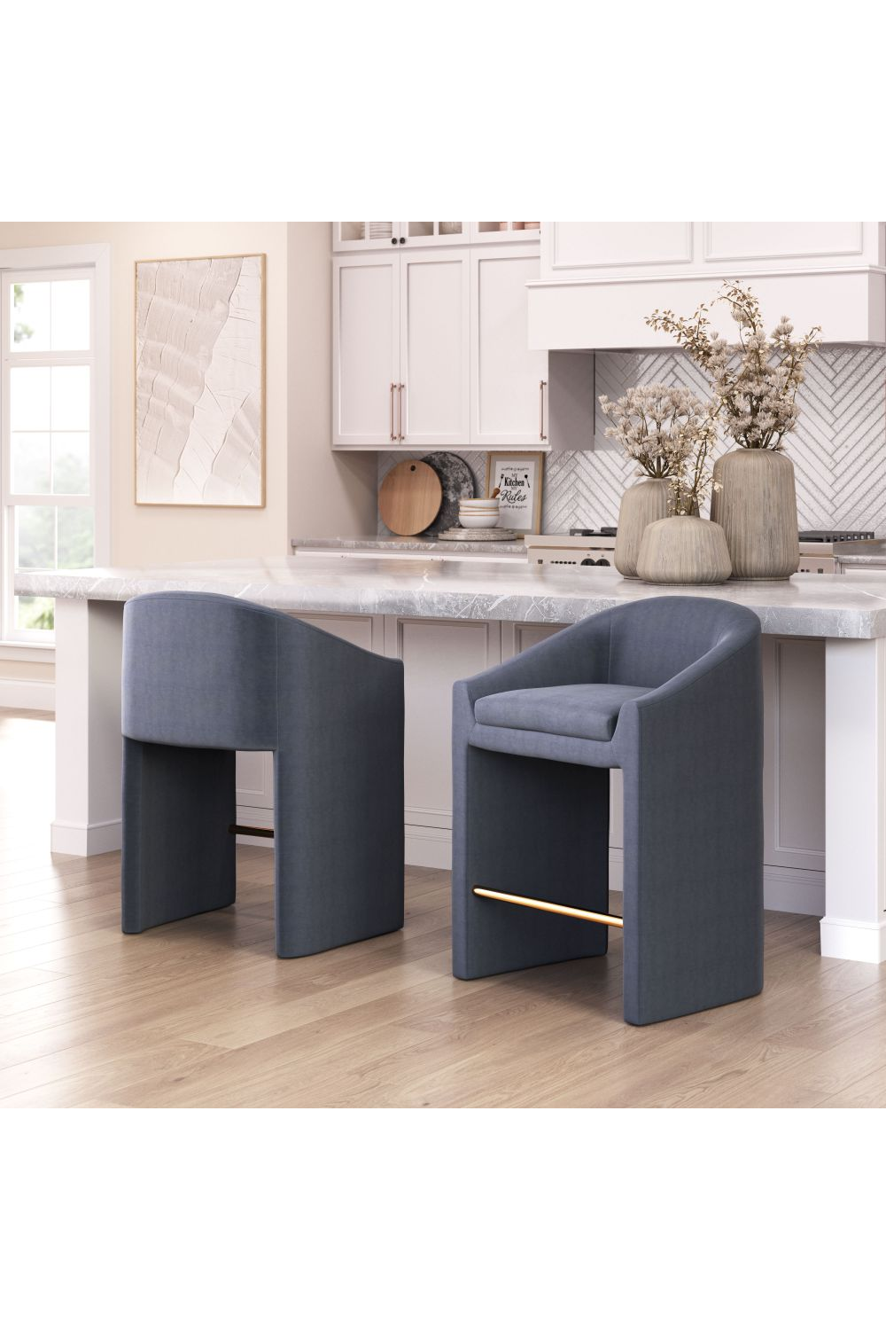 Dark Gray Velvet Counter Stool | OROA Modern Emas | Oroa.com