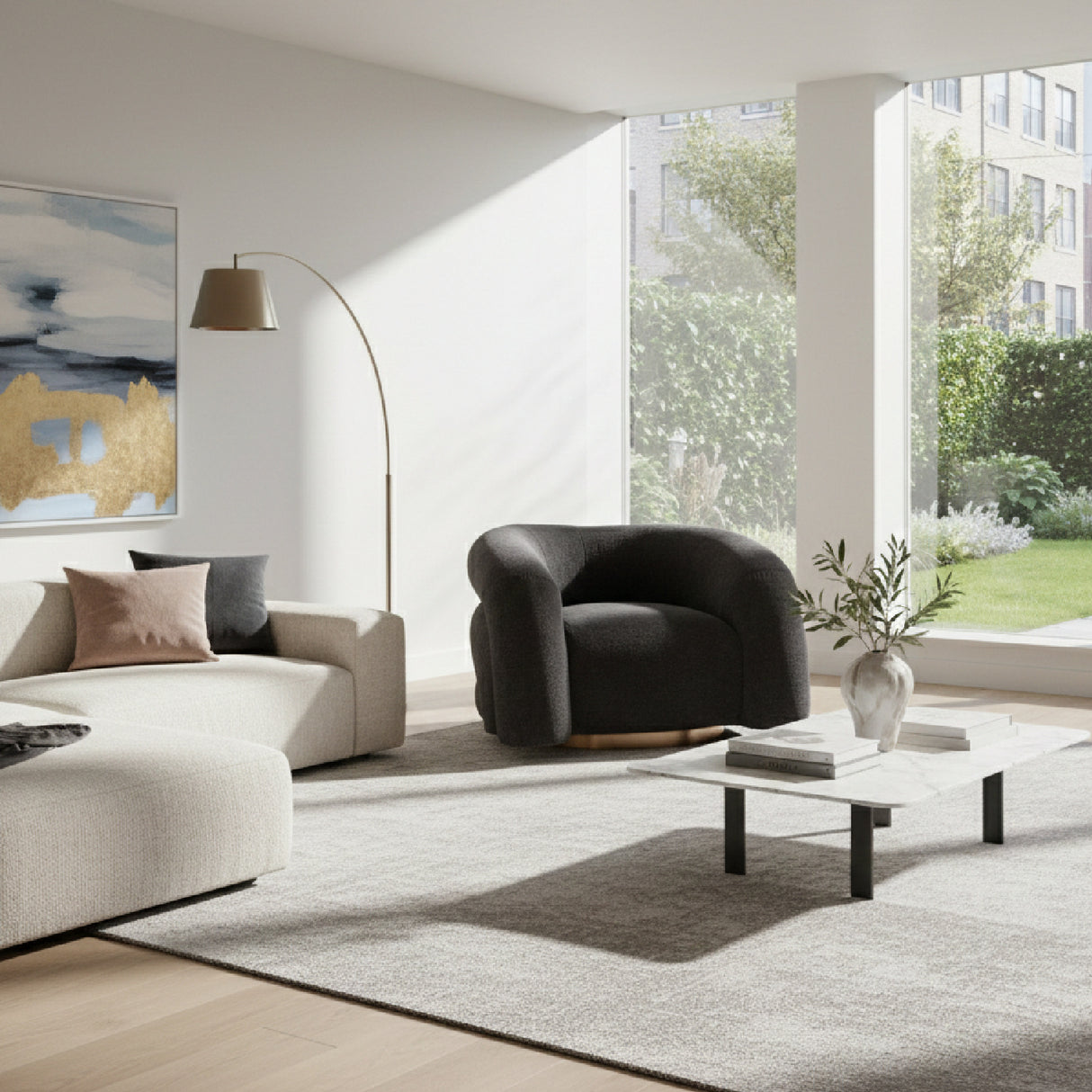 Black Velvet Accent Chair – Havn – angled view