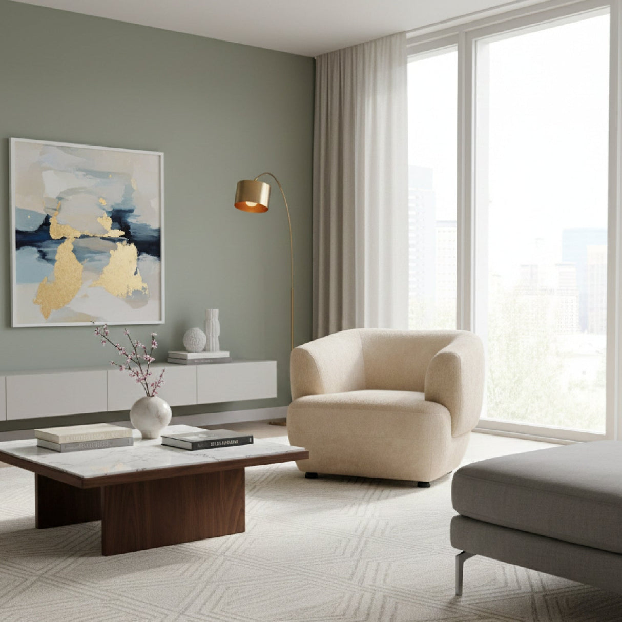 Golden Beige Accent Chair – Bekker – angled view