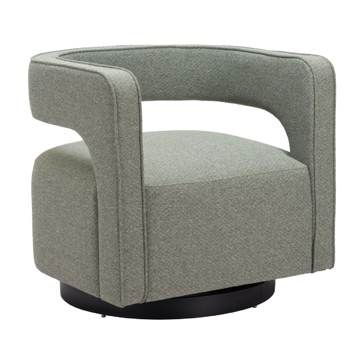 Sage Green Curved Swivel Chair – Turku – front view