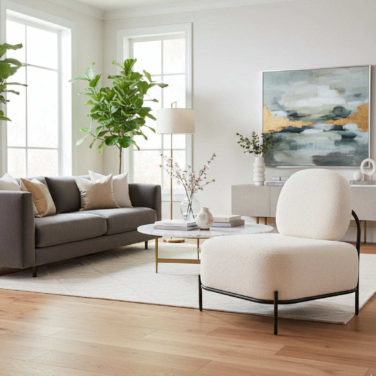 White Teddy Fabric Accent Chair | OROA Modern Arendal | Oroa.com