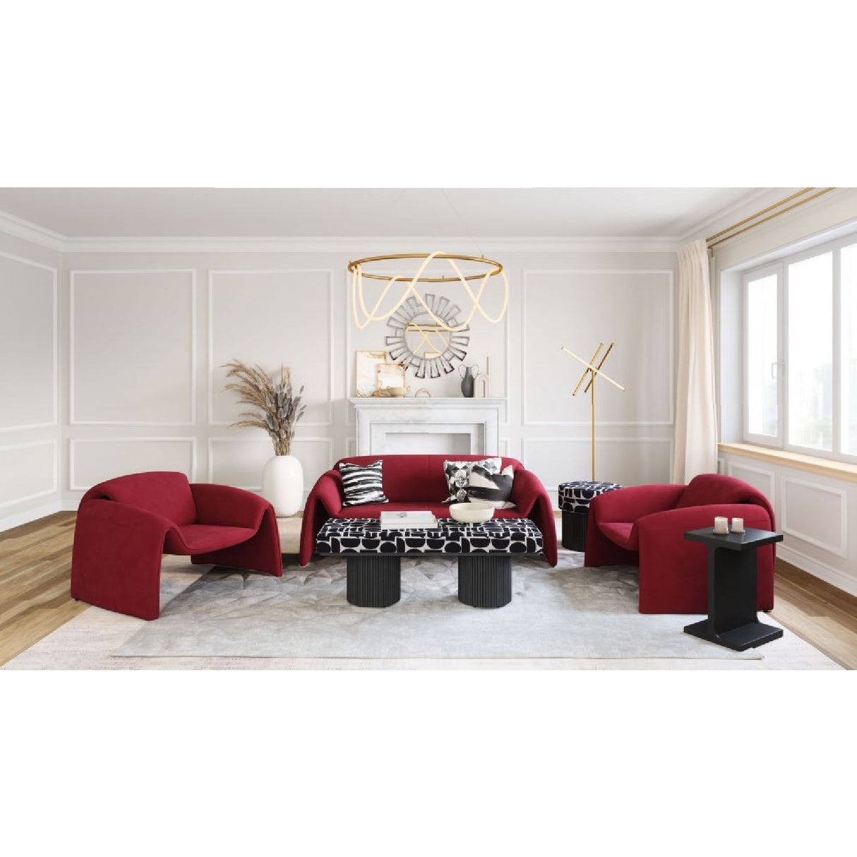 Red Velvet Sofa – Horten – alternate view 12