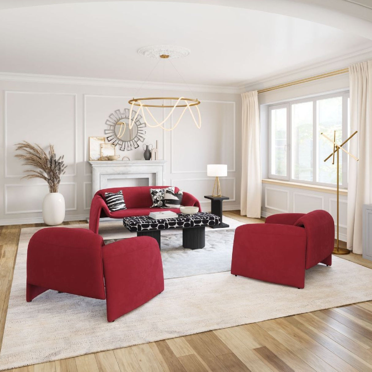 Red Velvet Sofa – Horten – alternate view 13