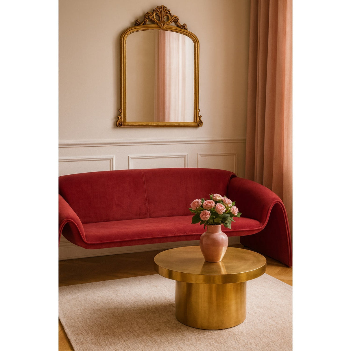 Red Velvet Sofa | OROA Modern Horten | Oroa.com