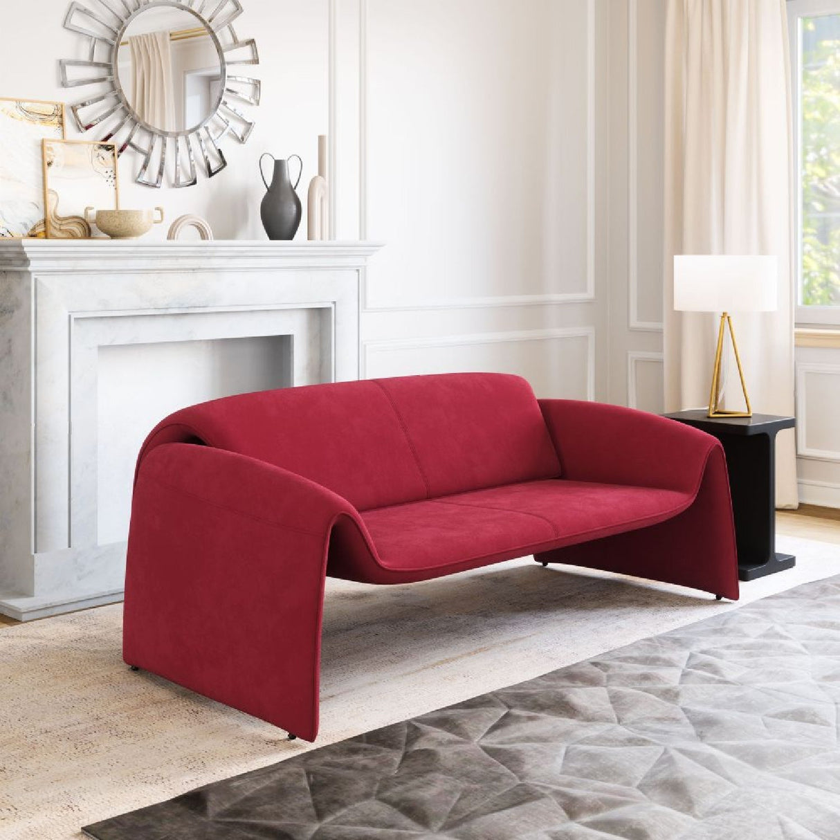 Red Velvet Sofa | OROA Modern Horten | Oroa.com