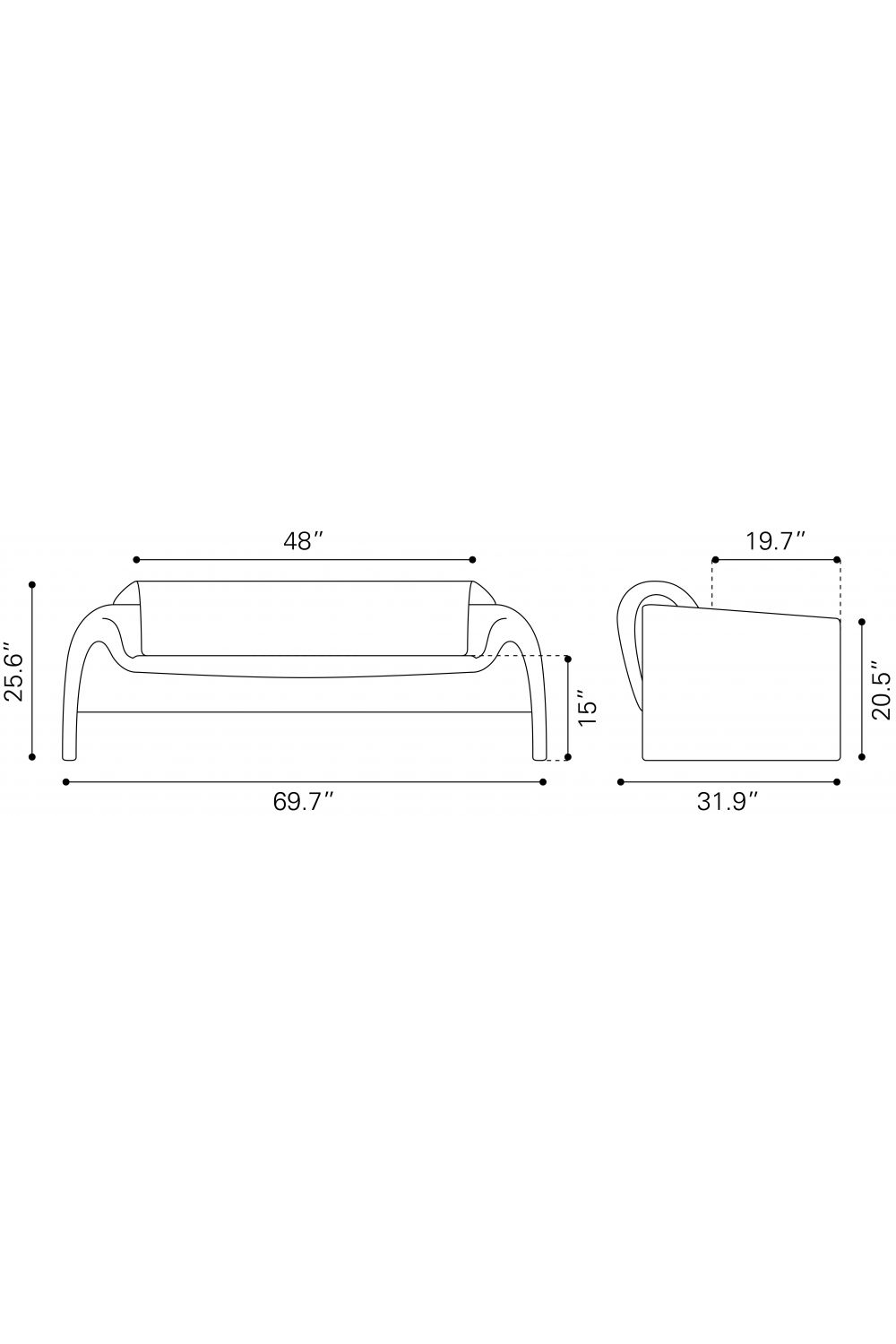 Red Velvet Sofa | OROA Modern Horten | Oroa.com