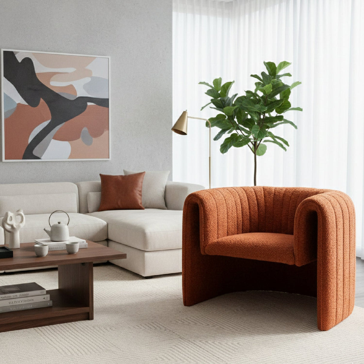 Orange Sherpa Accent Chair | OROA Modern Viana | Oroa.com