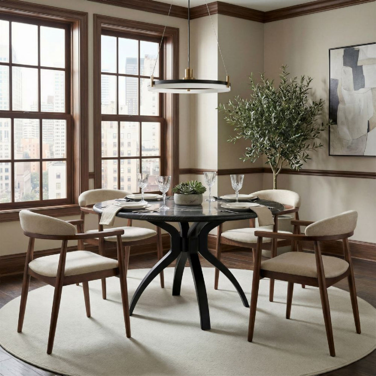 Black Marble Round Dining Table | OROA Modern Sumay | Oroa.com