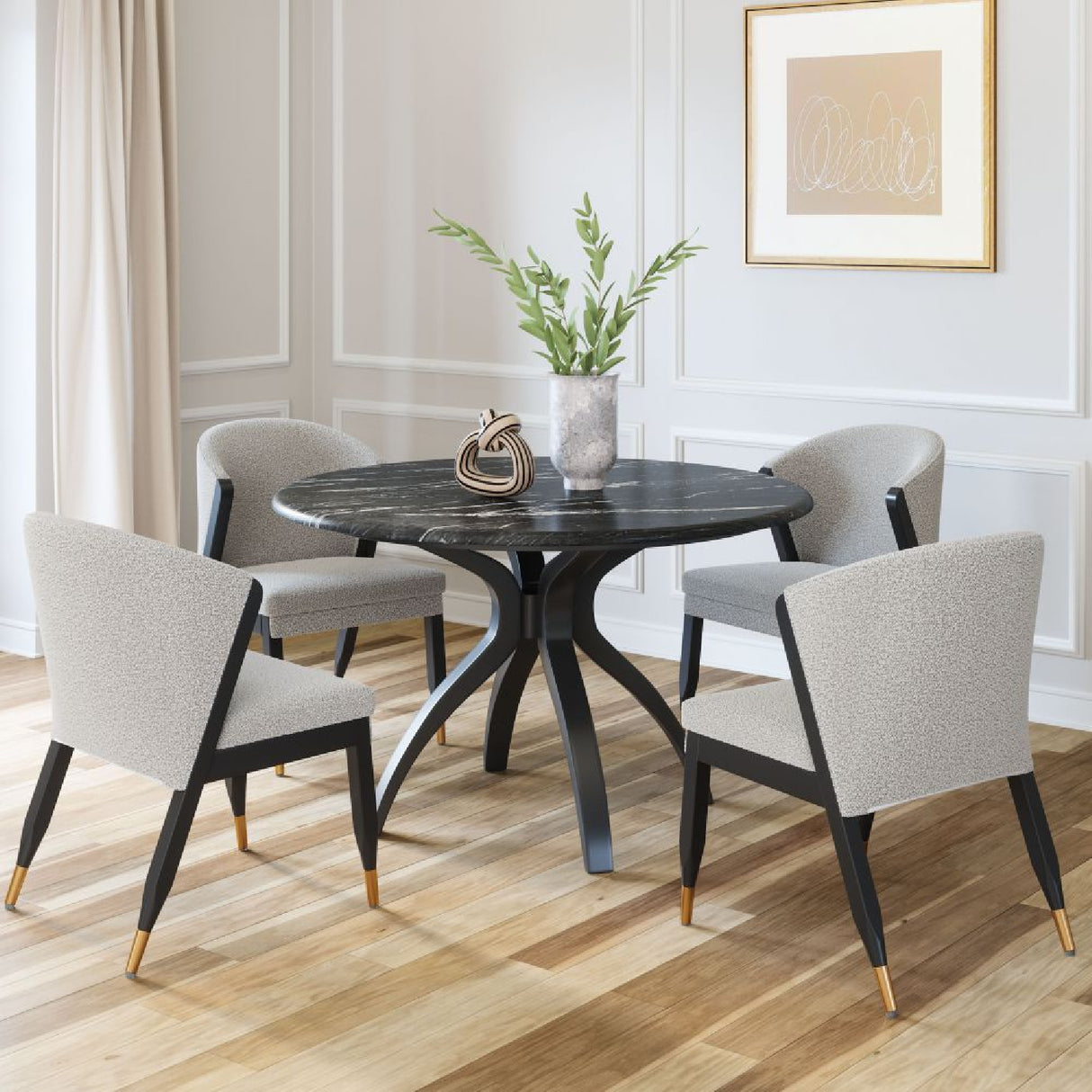 Black Marble Round Dining Table | Oroa.com