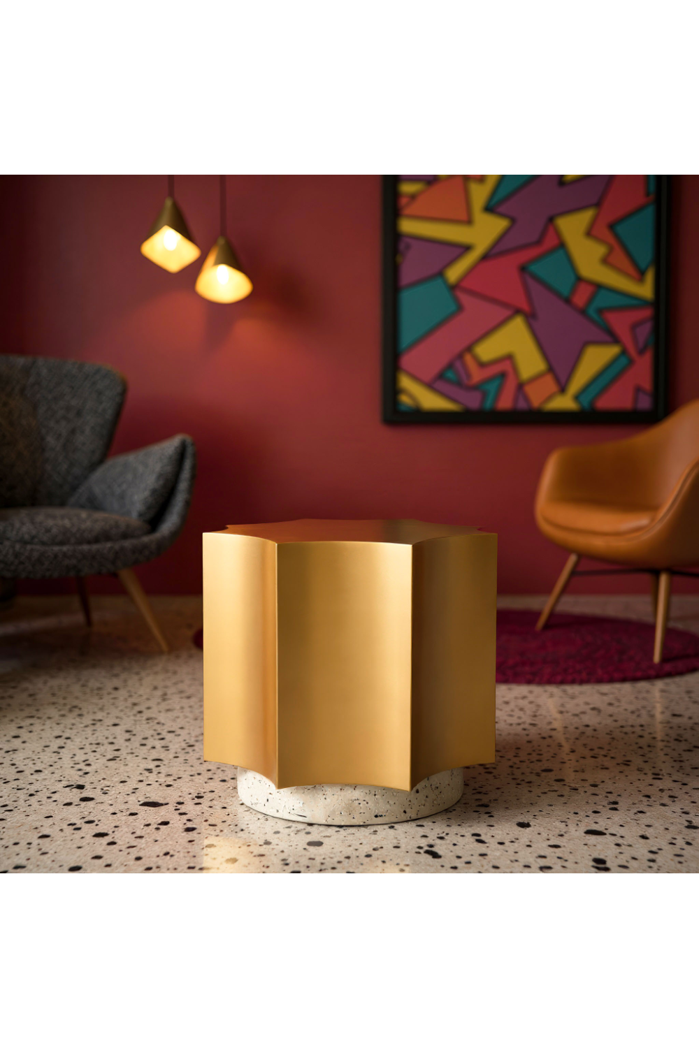 Gold Coved-Edged Side Table | Oroa.com