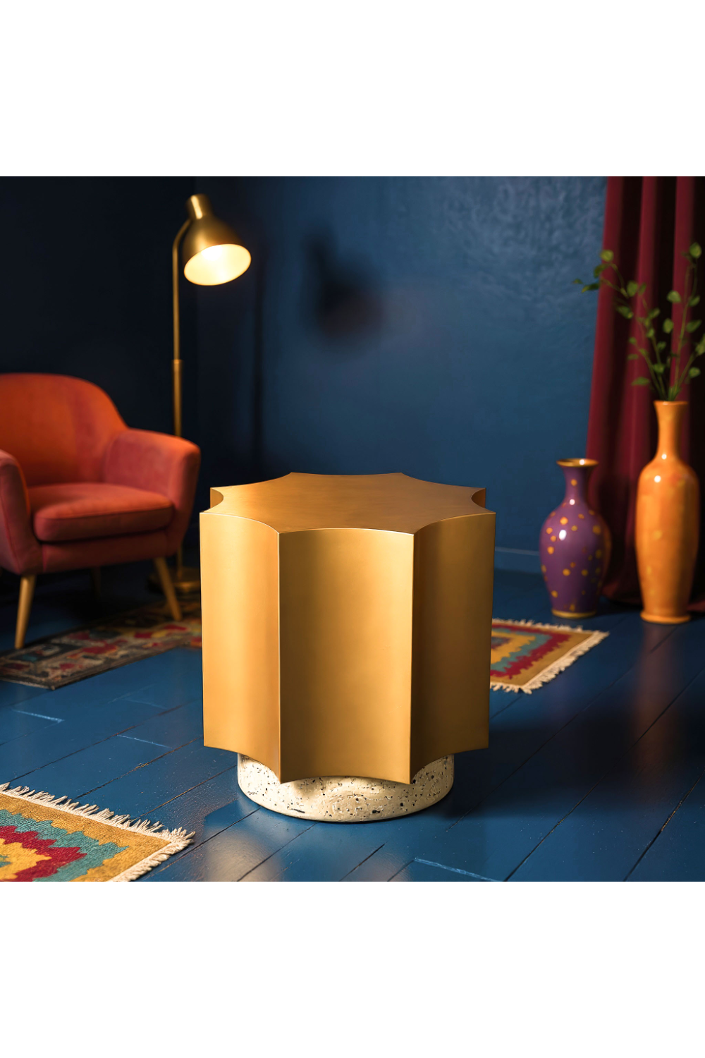 Gold Coved-Edged Side Table | Oroa.com