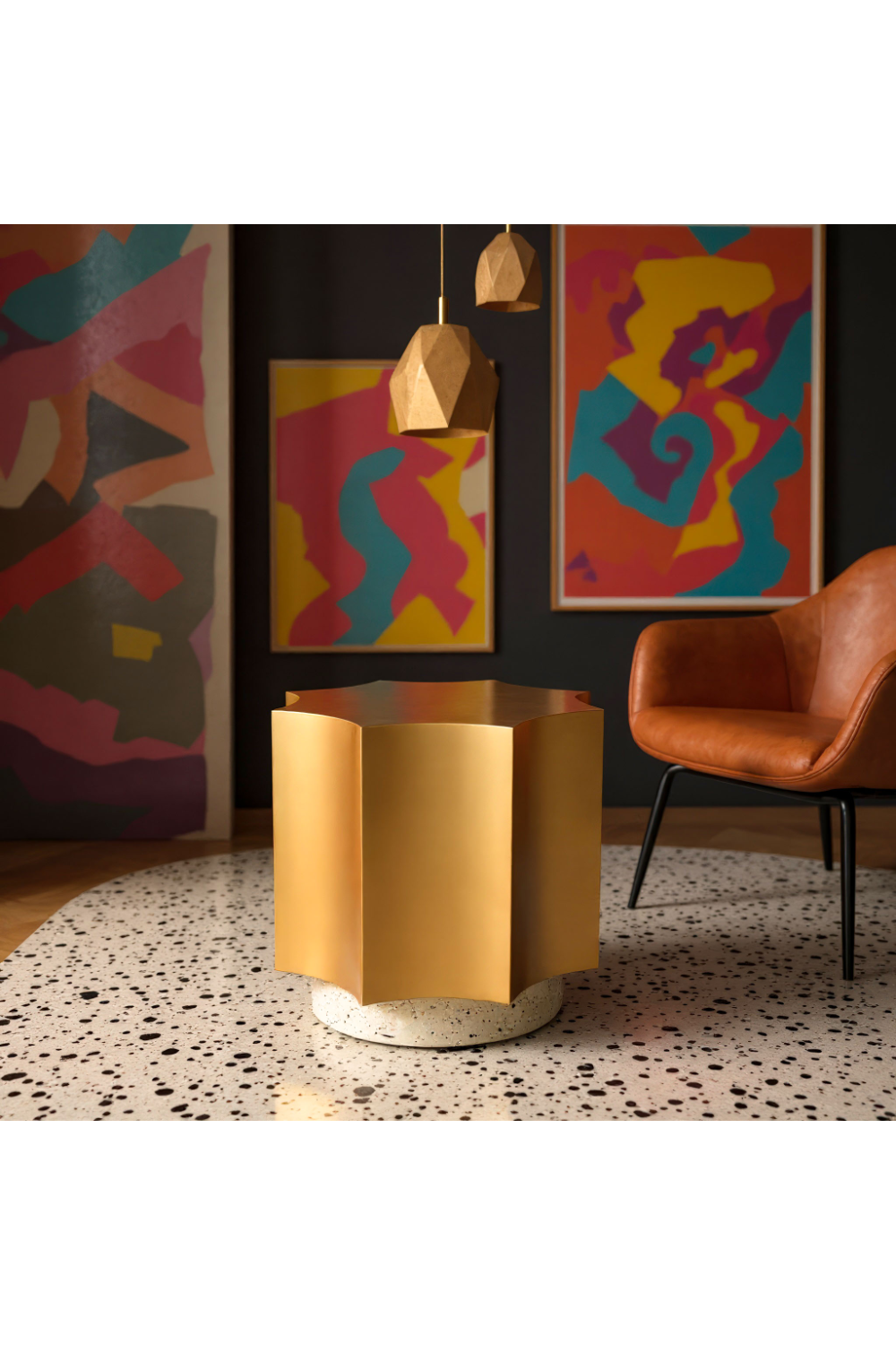 Gold Coved-Edged Side Table | Oroa.com