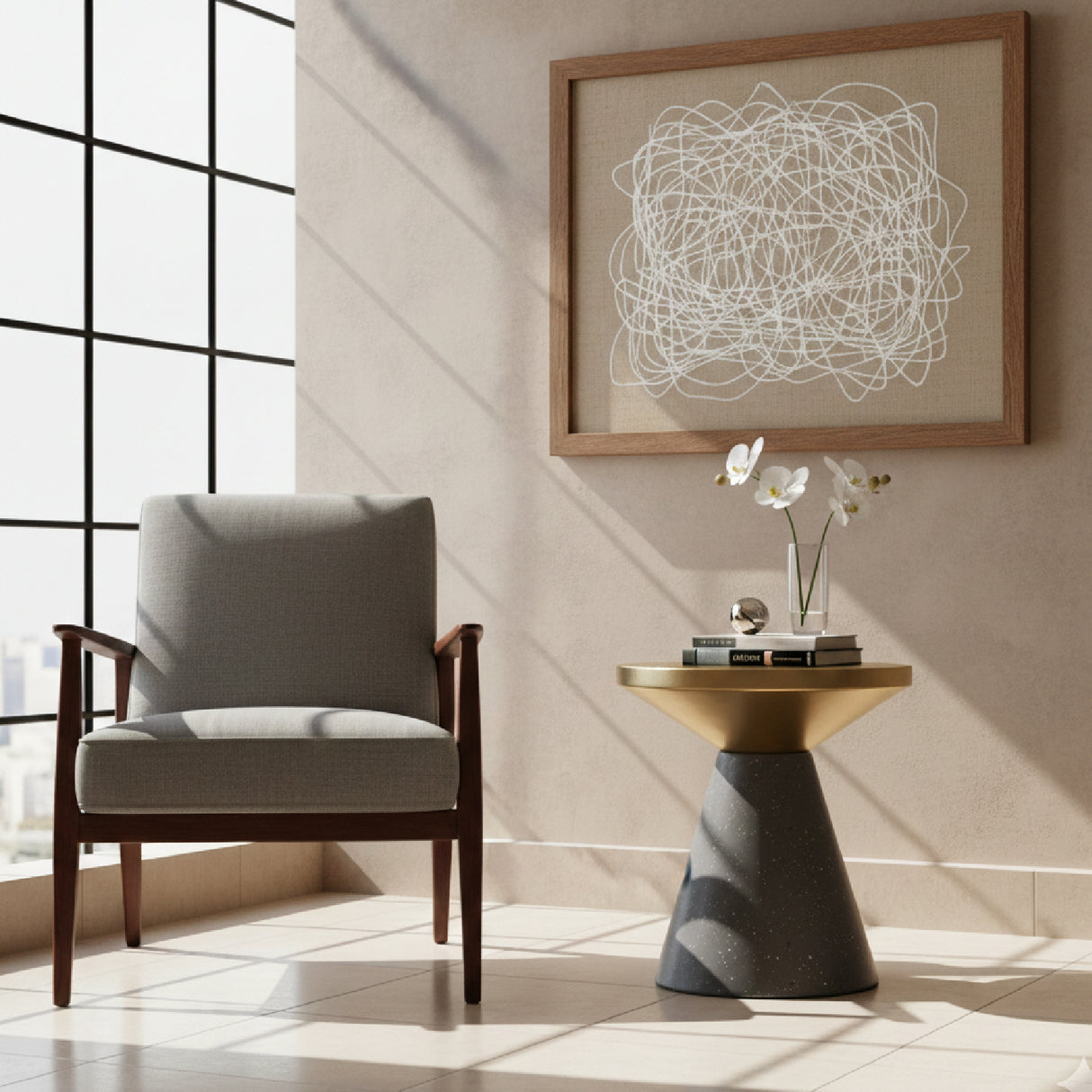 Black Geometrical Base Side Table | Oroa.com