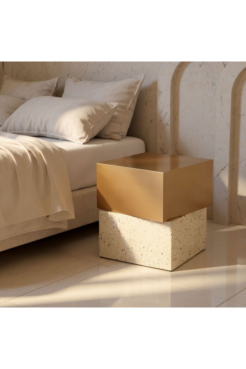 Gold Cube Side Table | OROA Modern Cinza | OROA.com