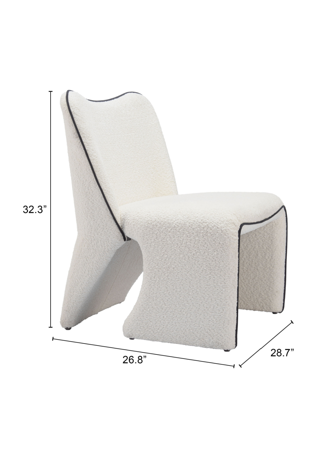 White Accent Chair with Piping | OROA Modern Novo | Oroa.com